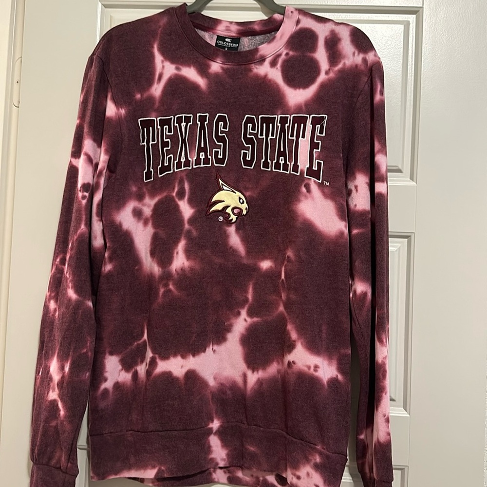 Texas State University tie dye crewneck sweater. Never been worn!!